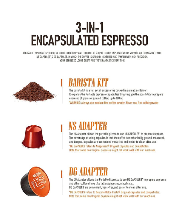 Planet Gates Cafelffe 3 In1 Portable Coffee Machine Hot/Cold Water Manual Espresso Maker For Capsule & Ground Hand Press Brewer hiking Travel