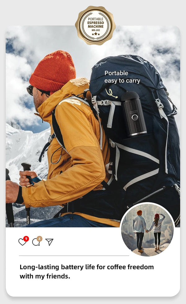 Planet Gates Cafelffe Portable Coffee Machine Wireless Electric Espresso Maker Fit Nes Capsule & Coffee Powder Gift for Lover,dad,hiking camp