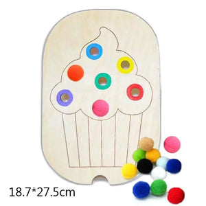 Planet Gates Cake Set Children's Sensory Tray Table Color Hairball Game Wooden Tile Montessori Early Education Toys Kids Toys Educational Accessories