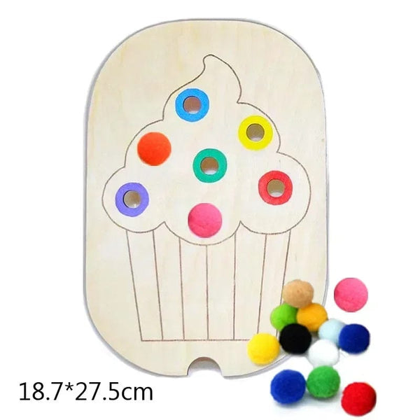Planet Gates Cake Set Children's Sensory Tray Table Color Hairball Game Wooden Tile Montessori Early Education Toys Kids Toys Educational Accessories