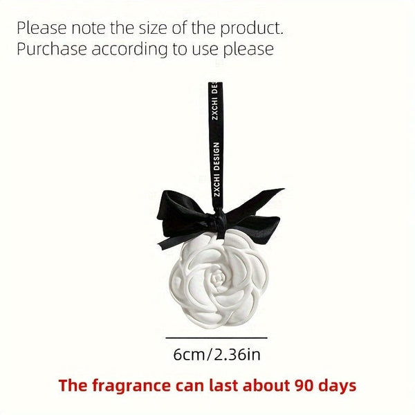 Planet Gates Camellia-Gardenia Fragrance 1pc Gypsum Camellia Design Fragrance Tablet Car Air Freshener - Car Rearview Mirror Hanging Aromatherapy Tablet - Car Air Freshener For Men And Women