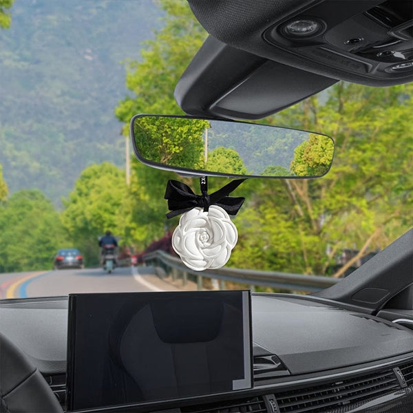 Planet Gates Camellia-Gardenia Fragrance 1pc Gypsum Camellia Design Fragrance Tablet Car Air Freshener - Car Rearview Mirror Hanging Aromatherapy Tablet - Car Air Freshener For Men And Women
