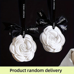 Planet Gates Camellia-Gardenia Fragrance 1pc Gypsum Camellia Design Fragrance Tablet Car Air Freshener - Car Rearview Mirror Hanging Aromatherapy Tablet - Car Air Freshener For Men And Women
