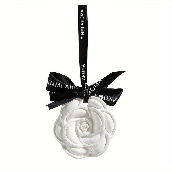 Planet Gates Camellia-Gardenia Fragrance 1pc Gypsum Camellia Design Fragrance Tablet Car Air Freshener - Car Rearview Mirror Hanging Aromatherapy Tablet - Car Air Freshener For Men And Women