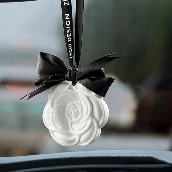 Planet Gates Camellia-Gardenia Fragrance 1pc Gypsum Camellia Design Fragrance Tablet Car Air Freshener - Car Rearview Mirror Hanging Aromatherapy Tablet - Car Air Freshener For Men And Women