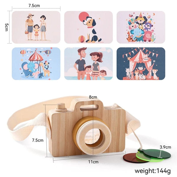 Planet Gates camera Card Wooden Fashion Camera Baby Toys Pendant Baby Block Montessori Toys for Children Wooden DIY Presents Nursing Gift Outdoor Toys