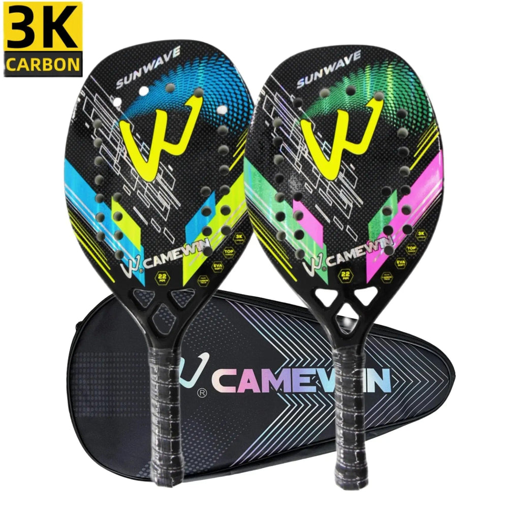 Planet Gates Camewin Beach Tennis Racket 3K Full Carbon Fiber Rough Surface Outdoor Sports Ball Racket For Men Women Adult Senior Player