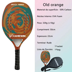 Planet Gates Camewin Beach Tennis Racket Full Carbon Fiber Rough Surface Outdoor Sports Ball Racket For Men Women Adult Senior Player Hot