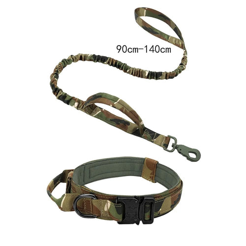 Planet Gates CAMO Collar Leash / M collar(36-48cm) Tactical Dog Collar Military Adjustable Duarable Nylon Lead For Medium Large Walking Training Pet Accessory Breakaway Leash Rope