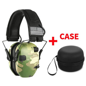 Planet Gates Camo with Case Shooting Hearing Protection Electronic Tactical Headset Noise Cancelling Active Hunting Earmuffs NRR23dB With Bag