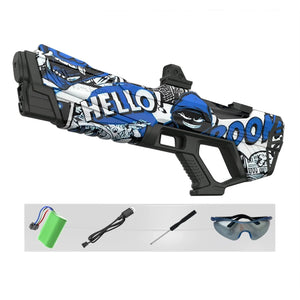 Planet Gates Camouflage Blue Automatic Electric Water Gun Auto Suction Water Guns for Adult Kids Battery Powered Squirt Blaster Summer Pool Beach Outdoor Toy