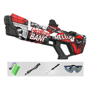Planet Gates Camouflage Red Automatic Electric Water Gun Auto Suction Water Guns for Adult Kids Battery Powered Squirt Blaster Summer Pool Beach Outdoor Toy
