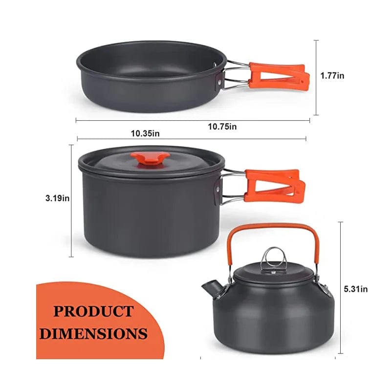 Planet Gates Camping Cooking Set Outdoor Aluminum Lightweight Equipment Camping Cookware Kit For Traveling Trekking Hiking Supplies