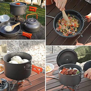 Planet Gates Camping Cooking Set Outdoor Aluminum Lightweight Equipment Camping Cookware Kit For Traveling Trekking Hiking Supplies