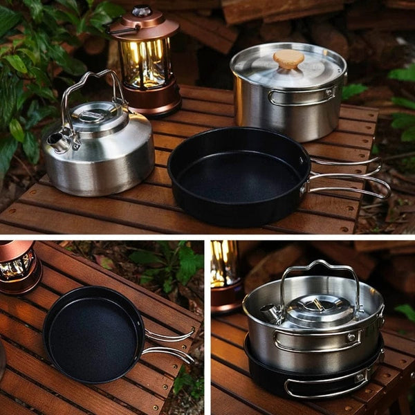 Planet Gates Camping Cookware Utensils Equipment Camping Accessories Kits Cookware Folding Cooking Set for 4-5 People Cooking Outdoor