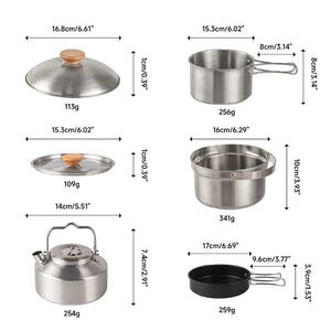 Planet Gates Camping Cookware Utensils Equipment Camping Accessories Kits Cookware Folding Cooking Set for 4-5 People Cooking Outdoor