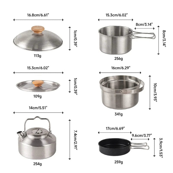 Planet Gates Camping Cookware Utensils Equipment Camping Accessories Kits Cookware Folding Cooking Set for 4-5 People Cooking Outdoor