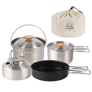 Planet Gates Camping Cookware Utensils Equipment Camping Accessories Kits Cookware Folding Cooking Set for 4-5 People Cooking Outdoor