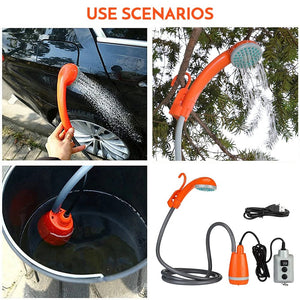 Planet Gates Camping Shower Outdoor Hiking Travel Portable Shower And 20L Bucket Set Car Washer Plant Watering Pet Cleaning Electric Pump