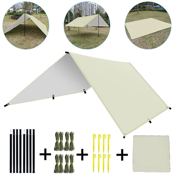 Planet Gates Camping Tarp Waterproof Portable Tarp Multifunctional Outdoor Camping Traveling Awning Backpacking Tarp Shelter Rain Tarp