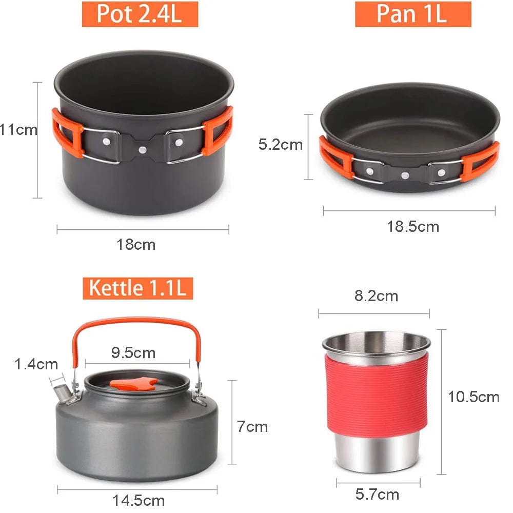 Planet Gates Camping Travel Equipment Tableware Cookware Kit Pots Burner Gas Stove Accessories Kitchen Utensils Sets Picnic BBQ Supplies
