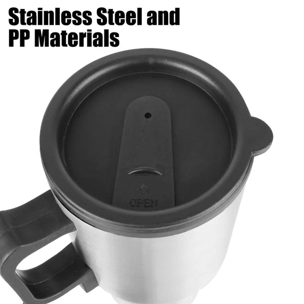 Planet Gates Camping Travel Kettle Water Coffee Milk Thermal Mug Vehicle Heating Cup Electric Heating Car Kettle 12V 450ml Stainless Steel