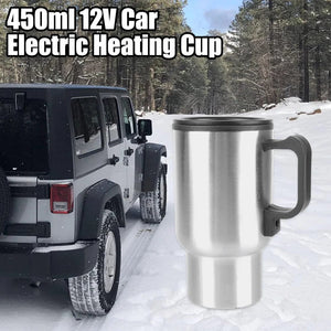 Planet Gates Camping Travel Kettle Water Coffee Milk Thermal Mug Vehicle Heating Cup Electric Heating Car Kettle 12V 450ml Stainless Steel