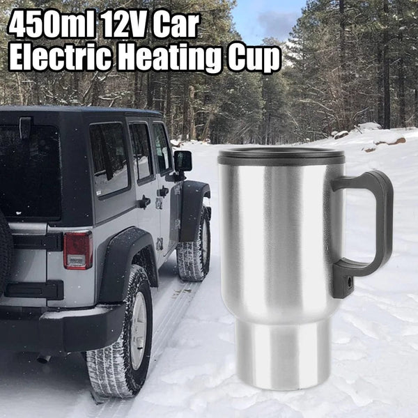Planet Gates Camping Travel Kettle Water Coffee Milk Thermal Mug Vehicle Heating Cup Electric Heating Car Kettle 12V 450ml Stainless Steel