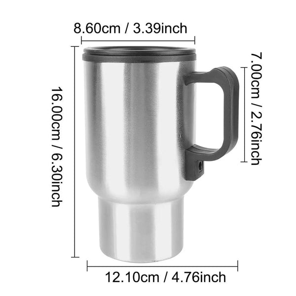 Planet Gates Camping Travel Kettle Water Coffee Milk Thermal Mug Vehicle Heating Cup Electric Heating Car Kettle 12V 450ml Stainless Steel