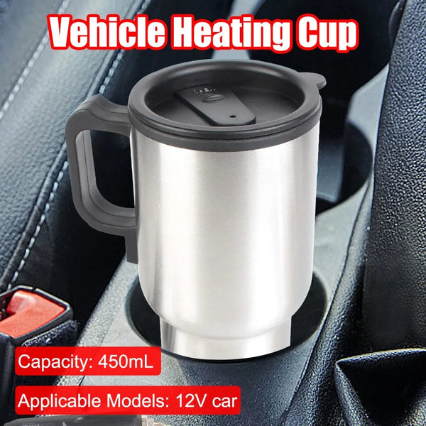 Planet Gates Camping Travel Kettle Water Coffee Milk Thermal Mug Vehicle Heating Cup Electric Heating Car Kettle 12V 450ml Stainless Steel