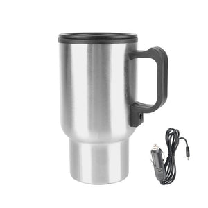 Planet Gates Camping Travel Kettle Water Coffee Milk Thermal Mug Vehicle Heating Cup Electric Heating Car Kettle 12V 450ml Stainless Steel