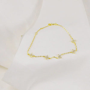 Planet Gates CANNER Real S925 Sterling Silver Mini Zircon Flower Pendant Bracelet Chain for Women's Fine Jewelry Gifts Gold Bracelets Bangles