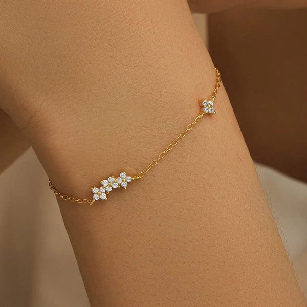 Planet Gates CANNER Real S925 Sterling Silver Mini Zircon Flower Pendant Bracelet Chain for Women's Fine Jewelry Gifts Gold Bracelets Bangles