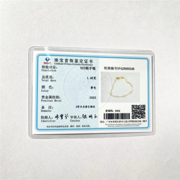 Planet Gates CANNER Real S925 Sterling Silver Mini Zircon Flower Pendant Bracelet Chain for Women's Fine Jewelry Gifts Gold Bracelets Bangles