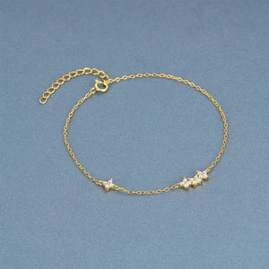 Planet Gates CANNER Real S925 Sterling Silver Mini Zircon Flower Pendant Bracelet Chain for Women's Fine Jewelry Gifts Gold Bracelets Bangles