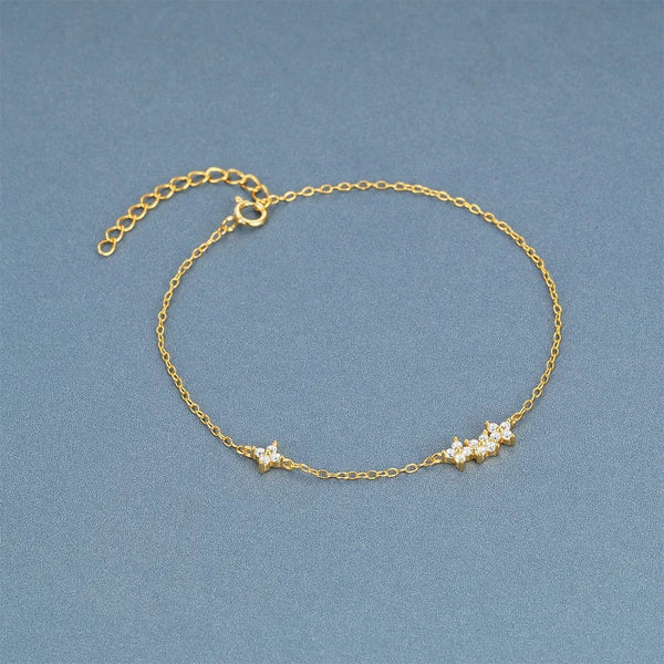 Planet Gates CANNER Real S925 Sterling Silver Mini Zircon Flower Pendant Bracelet Chain for Women's Fine Jewelry Gifts Gold Bracelets Bangles