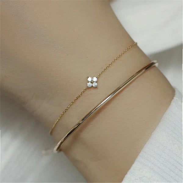 Planet Gates CANNER Real S925 Sterling Silver Mini Zircon Flower Pendant Bracelet Chain for Women's Fine Jewelry Gifts Gold Bracelets Bangles