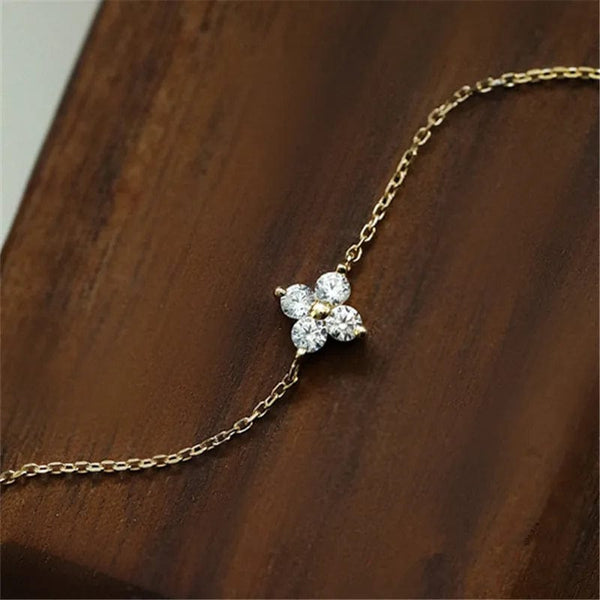 Planet Gates CANNER Real S925 Sterling Silver Mini Zircon Flower Pendant Bracelet Chain for Women's Fine Jewelry Gifts Gold Bracelets Bangles