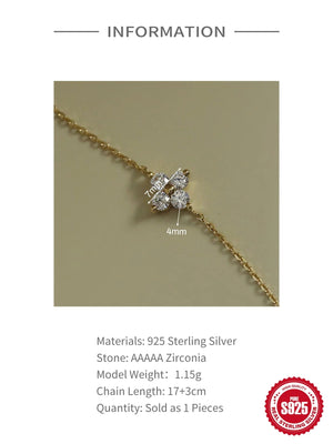 Planet Gates CANNER Real S925 Sterling Silver Mini Zircon Flower Pendant Bracelet Chain for Women's Fine Jewelry Gifts Gold Bracelets Bangles