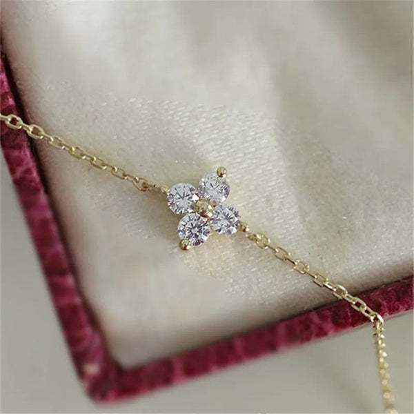 Planet Gates CANNER Real S925 Sterling Silver Mini Zircon Flower Pendant Bracelet Chain for Women's Fine Jewelry Gifts Gold Bracelets Bangles