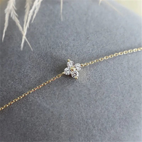 Planet Gates CANNER Real S925 Sterling Silver Mini Zircon Flower Pendant Bracelet Chain for Women's Fine Jewelry Gifts Gold Bracelets Bangles