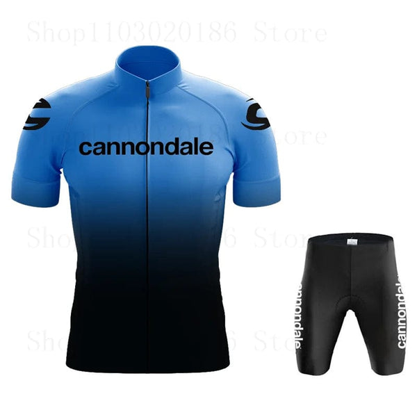 Planet Gates Cannondale Men Short Sleeve Cycling Jersey Set Summer Bicicleta Clothing MTB Maillot Ropa Ciclismo Sportswear Blue Bicycle Suit