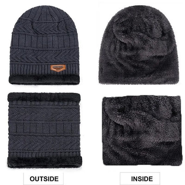Planet Gates Cap-black / One size Winter Beanie Hat For Men Fleece Scarf Women Knitted Hat Warm Cap Thick Wool Neck Warmer Scarf Balaclava Mask Skullies Beanies