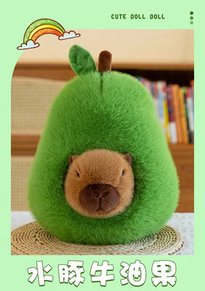 Planet Gates Capibala avocado / 35cm 35cm Hut Plush Capibala Doll Soft Animal Water Porpoise Mouse Plush Toys Avocado Doll Children's and Girls' Gift Capybara Pillow