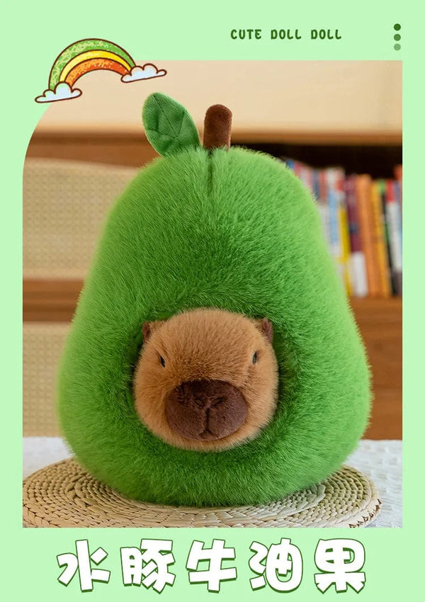 Planet Gates Capibala avocado / 35cm 35cm Hut Plush Capibala Doll Soft Animal Water Porpoise Mouse Plush Toys Avocado Doll Children's and Girls' Gift Capybara Pillow