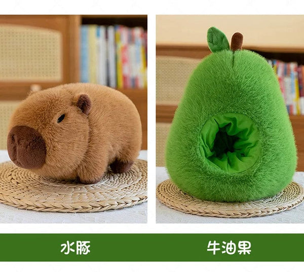 Planet Gates Capibala avocado / 35cm 35cm Hut Plush Capibala Doll Soft Animal Water Porpoise Mouse Plush Toys Avocado Doll Children's and Girls' Gift Capybara Pillow