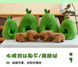 Planet Gates Capibala avocado / 35cm 35cm Hut Plush Capibala Doll Soft Animal Water Porpoise Mouse Plush Toys Avocado Doll Children's and Girls' Gift Capybara Pillow