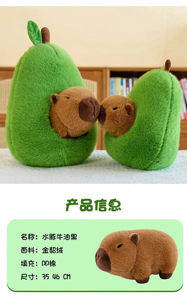 Planet Gates Capibala avocado / 35cm 35cm Hut Plush Capibala Doll Soft Animal Water Porpoise Mouse Plush Toys Avocado Doll Children's and Girls' Gift Capybara Pillow