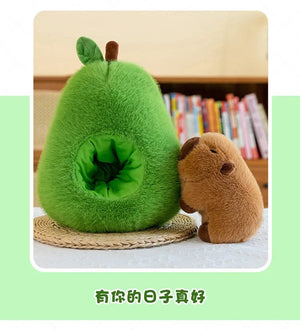 Planet Gates Capibala avocado / 35cm 35cm Hut Plush Capibala Doll Soft Animal Water Porpoise Mouse Plush Toys Avocado Doll Children's and Girls' Gift Capybara Pillow