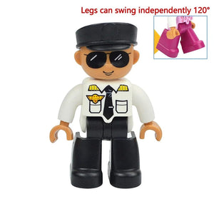 Planet Gates Captain Figures Dolls Big Size Building Blocks Family Action Workers Doctor Police Farmer Compatible Large Bricks Duploes Kid Toys